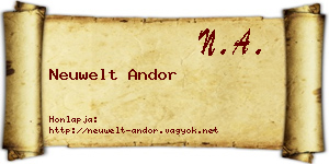 Neuwelt Andor névjegykártya